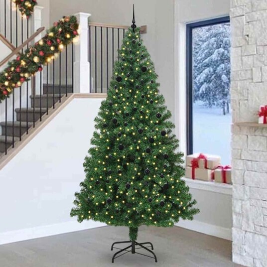  Kunstig juletre med 300 LED grønn 240 cm PVC og Stål og Plast