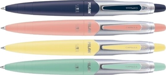 Milan 1765649120, Klips, Clip-On Retractable Ballpoint Pen, Marine, Rosa, Turkis, Gult, 20 Stykker