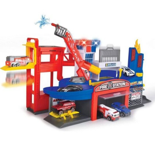 Dickie Toys Fire & Rescue - Brann og Politistasjon med lyd og lys