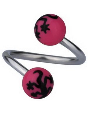 Øyenbrynspiercing med Salamander Rosa/Svart 1.2 x 10 mm