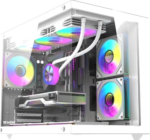 Darkflash B275 PRO Kabinett 6 Fans hvit B275 PRO WHT +6F