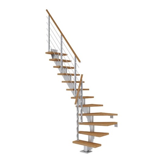Dolle Frankfurt L-trapp I Pearl Grey -design-oljeret Eik-65-11 - Loddret Høyde Op Til 258 Cm