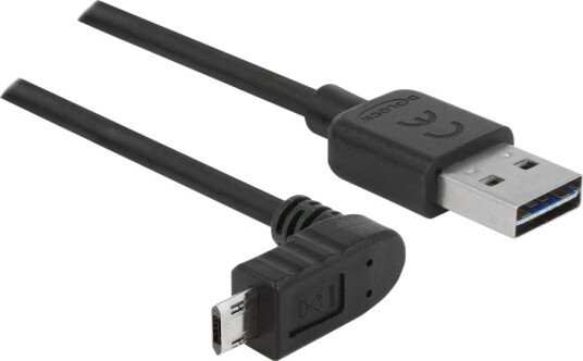 Delock Easy Usb Kabel Usb Hann Reversibel Til Micro Usb Type B Hann Opp/Ned Vinklet Vendbar Usb 2.0 5 M Svart