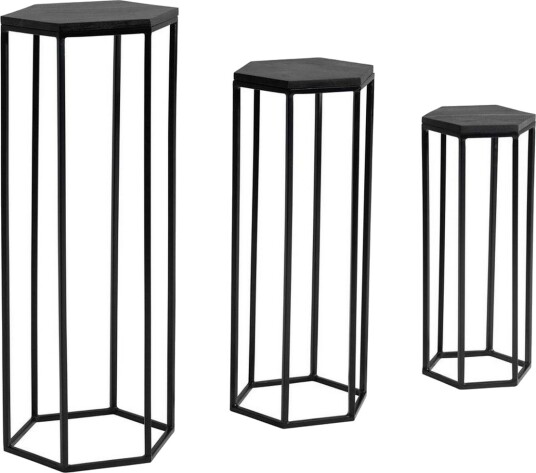 Sofabord Wohnling Sett med 3 massivt tre blomsterbord sett industriell -