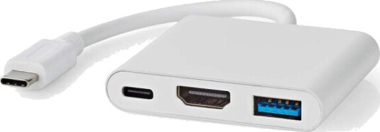 Nedis USB Multi-Port Adapter | USB 3.2 Gen 1 | USB-C™ Hann | HDMI™ Output / USB-A Hun / USB-C™ Hunn | 5 Gbps | 0.10 m | Rund | Nikkel belagt | PVC | Hvit | Boks