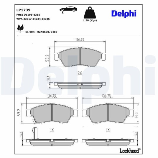 Bremseklosser DELPHI LP1739