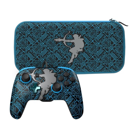 PDP Rematch Glow Controller & Glow Travel Case bundle Sheikah Shoot