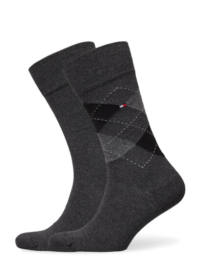 Tommy Hilfiger Th Men Sock Check 2P Black 39 42