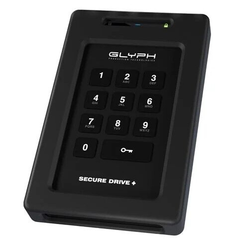Glyph SecureDrive+ Encrypted Drive with Keypad SSD 4TB Ekstern USB 3.2 Gen 1 Svart Glyph SecureDrive+ Encrypted Drive with Keypad SSD 4TB Ekstern USB 3.2 Gen 1 Svart