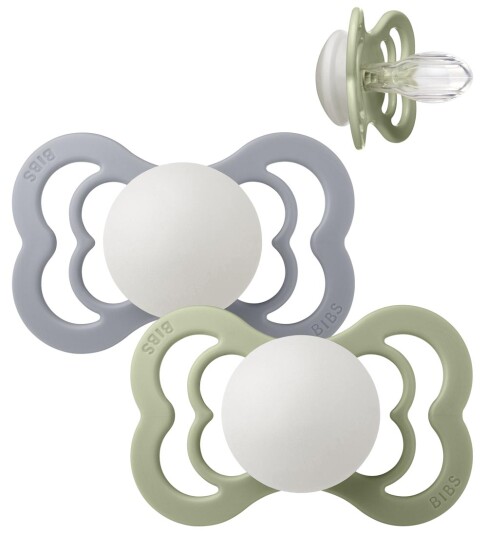 Bibs Supreme Silikon 6mån+ Sage GLOW/Cloud GLOW 2 st Stk