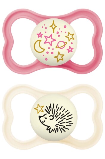 MAM Supreme Silikon Night Smokk 6-16m 2-pack Neutral/Rosa