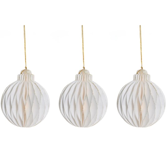 Julekule hvit papir 10cm 3 pk