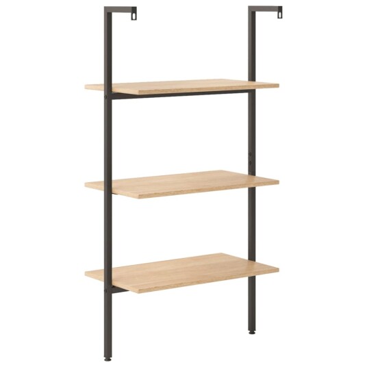 vidaXL Stigehylle 3 etasjer lysebrun og svart 64x35x120,5 cm