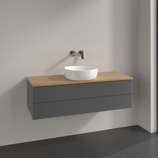 Villeroy & Boch Antao Servantskap med 2 skuffer 120x50x36 cm u/lys Antrasitt/Eik