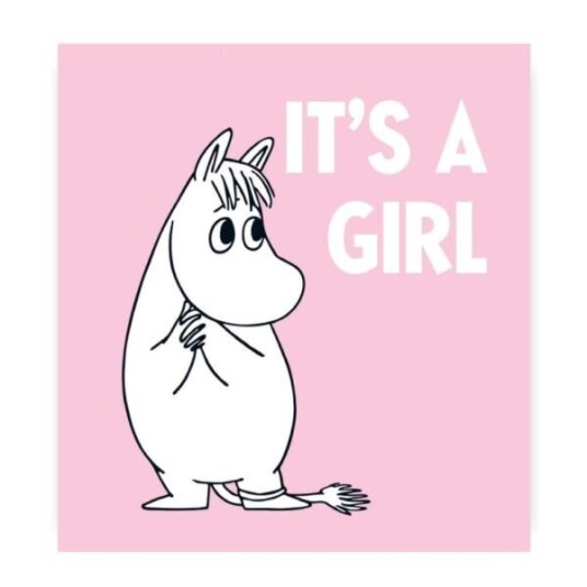 Moomin Mummi kort dobbelt It's a girl rosa