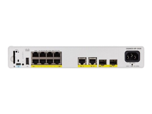 Cisco Catalyst 9200Cx - Network Advantage - Switch - Kompakt - L3 - Styrt - 8 X 10/100/1000 (Poe+) + 2 X 1000Base-T + 2 X 10 Gigabit Sfp+ (Opplenke) - Rackmonterbar - Poe+ (240 W)
