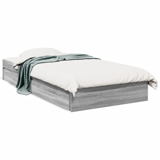  Sengeramme med skuffer grå sonoma 90x200 cm konstruert tre 8721102623363