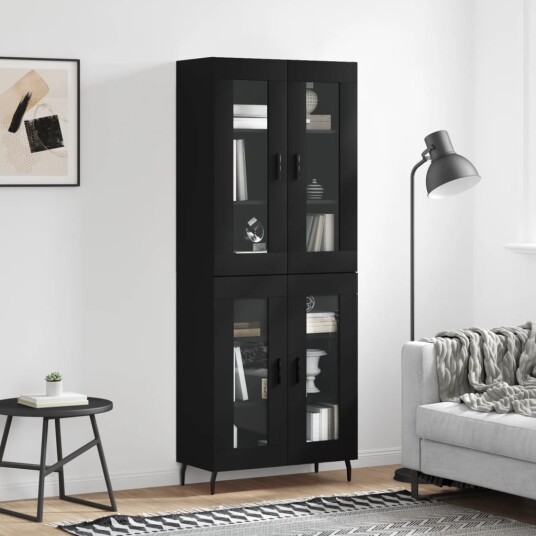 vidaXL Highboard svart 69,5x34x180 cm konstruert tre 8720845477127