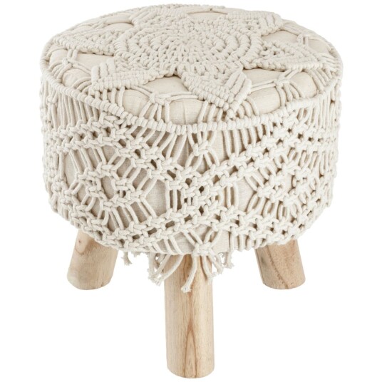 Dekorativ krakk Aya med tre ben; 30x30 cm (ØxH); Beige Dekorativ krakk Aya med tre ben; 30x30 cm (ØxH); Beige