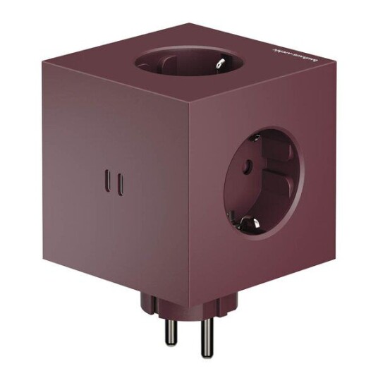 Avolt Stikkontakt Square 2 Bauhaus Archiv USB C 76x76 mm 30w Mulberry Red