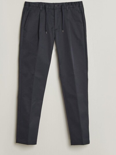 Herno Pleated Technical Cotton Trousers Navy