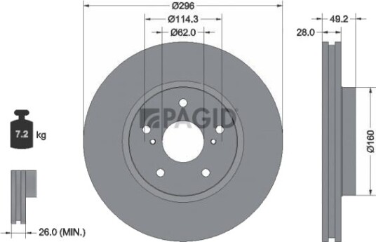PAGID 54743NC Bremseskive PAGID 54743NC Bremseskive