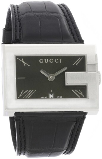Gucci Herreklokke YA100302 Sort/Lær