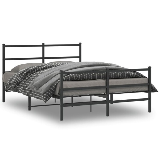 vidaXL Sengeramme i metall med hode- og fotgavl svart 135x190 cm 8721012302792