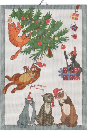Ekelund Linneväveri Purr-fect Christmas kjøkkenhåndkle 35x50 cm Multi