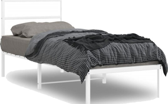 vidaXL Sengeramme i metall med hodegavl hvit 80x200 cm 8721012303027