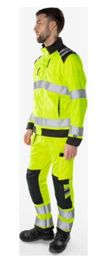 Fristads 4067 GPLU Varseljakke EN ISO 20471 i Økologisk Bomull og Resirkulert Polyester Varselgul/Svart XXXL