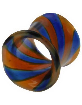 Utgått Twister Piercing Tunnel Pyrex in Blue and Orange
