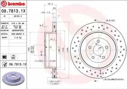Bremseskive BREMBO 09.7813.1X