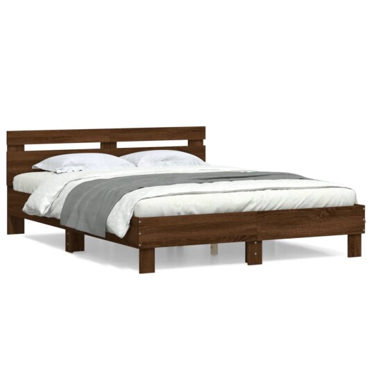 vidaXL Sengeramme med hodegavl brun eik 140x200 cm konstruert tre 8721012246430