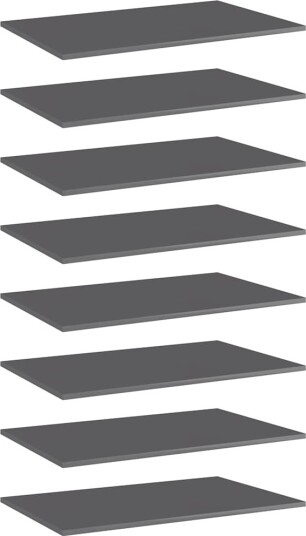 vidaXL Hylleplater 8 stk høyglans grå 80x50x1,5 cm konstruert tre