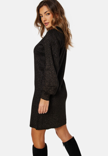 Object Collectors Item Reynard L/S Knit Dress Black Detail Glitter S