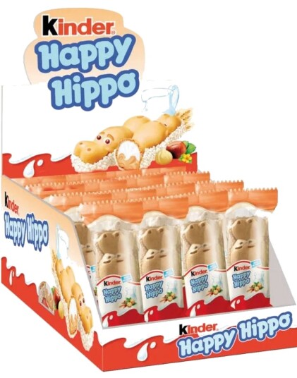28 stk Kinder Happy Hippo Hasselnøtt Kjeks   Hel Eske 588 gram