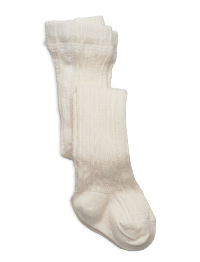 Geggamoja Cable Knitted Stockings Offwhite - Cream - 50-56