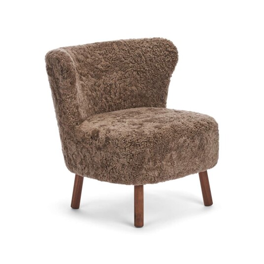 Natures Collection Emil Lounge Chair Korthåret Lysebrun Valnøtt