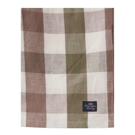 Lexington Rutete lin/bomulls duk 180x180 cm oliven/hvit/brun