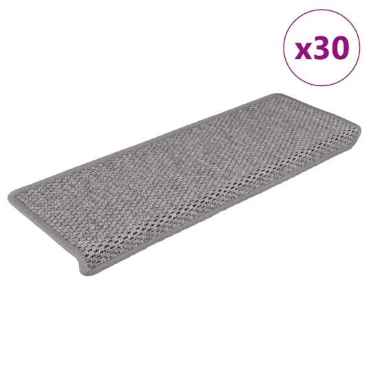  Selvklebende trappematter sisal 30 stk 65x21x4 cm sølv 8721288460028