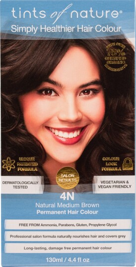 Tints of Nature Natural Medium Brown Permanent Hair Colour 4N  130 ml