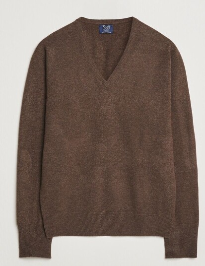William Lockie Rob Lambswool V Neck Mocha