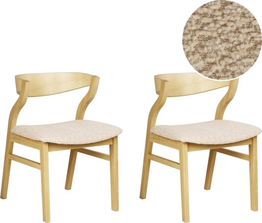 Sett med 2 spisestuestoler Maroa - Lyst tre, lys beige, Lyst tre, Lys beige
