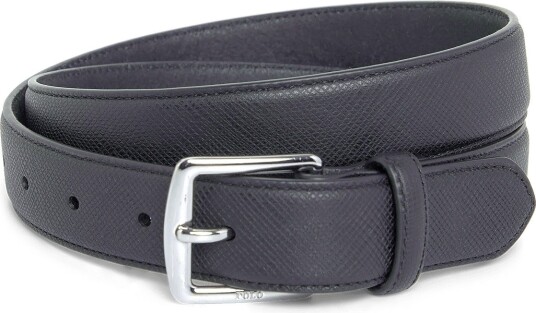 Polo Ralph Lauren Saffiano Leather Belt - BLACK - 34