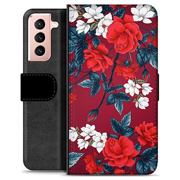 Samsung Galaxy S21 5G Premium Lommebok-deksel Vintage Blomster