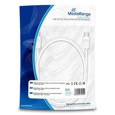 MediaRange Antenen-Kabel Koax-Stecker/Kupplung 75Ohm 1.5m w MediaRange Antenen-Kabel Koax-Stecker/Kupplung 75Ohm 1.5m w