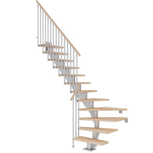 Dolle Hamburg L-trapp I Pearl Grey-classic Iii-oljeret Bøk-75-11 - Loddret Høyde Op Til 258 Cm