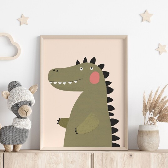 Plakat Søt Dinosaur Illustrasjon