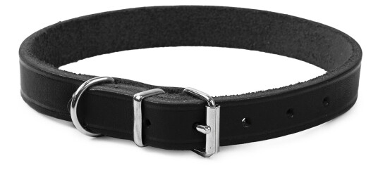 Hera justerbart lærhalsbånd for hunder, svart, 16 mm, 28-35 cm Hera justerbart lærhalsbånd for hunder, svart, 16 mm, 28-35 cm